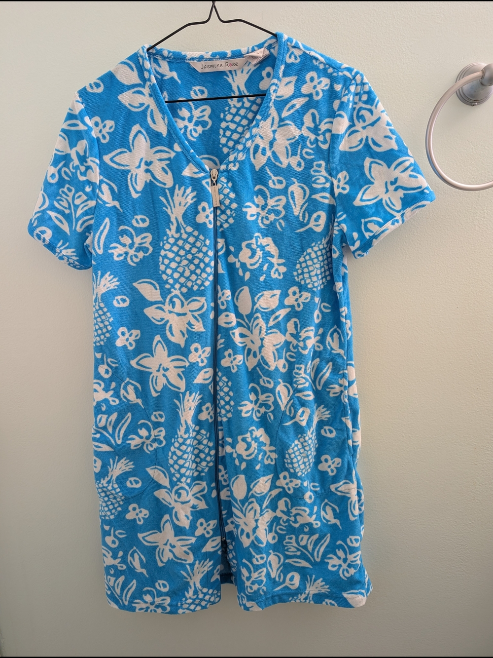 Jasmine Blue and White Floral Swim Coverup